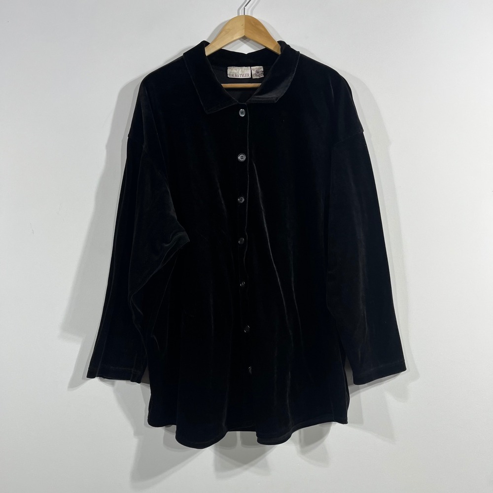 Laura Tyler VTG 90s Velvet Button Front Shirt Womens 2x Whimsigoth Fairy Grunge